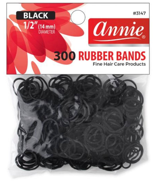 Annie 300Pc Rubber Bands Black Medium